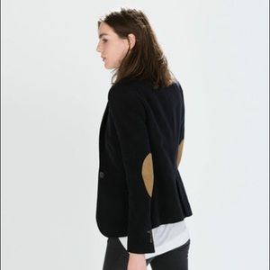 Zara Basic black moleskin blazer w/ elbow patches
